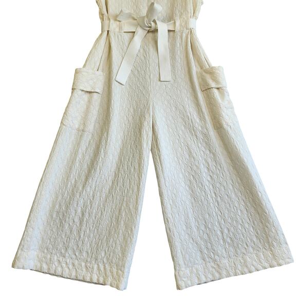 Free People Womens She's A Catch Jumpsuit Size Small White Wide Leg Tie Waist - Picture 4 of 13